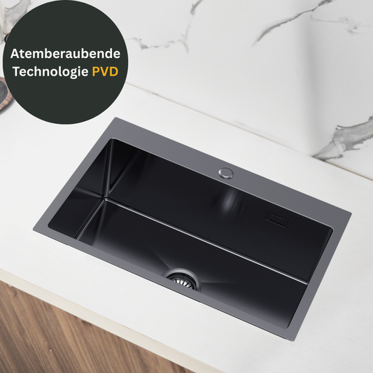 Zlew Kuchenny PVD Grafitowy - 65 x 45 cm od Velazo.