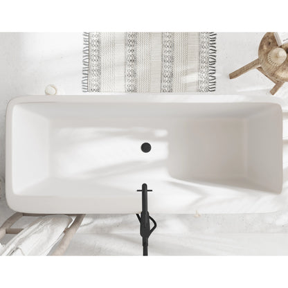 Wanna Wolnostojąca Balneo ROMA 170x80 cm Biała z Przelewem i Czarnym Korkiem Click-Clack