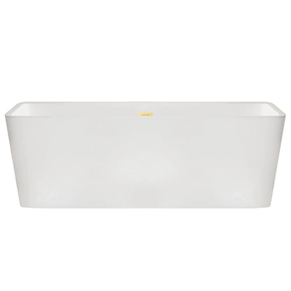Wanna Wolnostojąca Balneo ROMA 170x80 cm Biała z Przelewem i Złotym Lustrem Click-Clack
