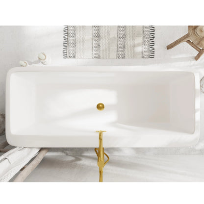 Wanna Wolnostojąca Balneo ROMA 170x80 cm Biała z Przelewem i Złotym Lustrem Click-Clack
