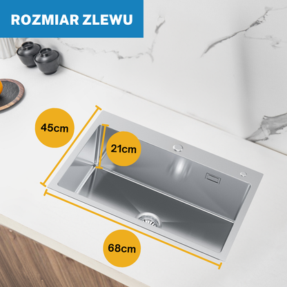Zlewozmywak jednokomorowy 68x45 cm INOX od VELAZO.
