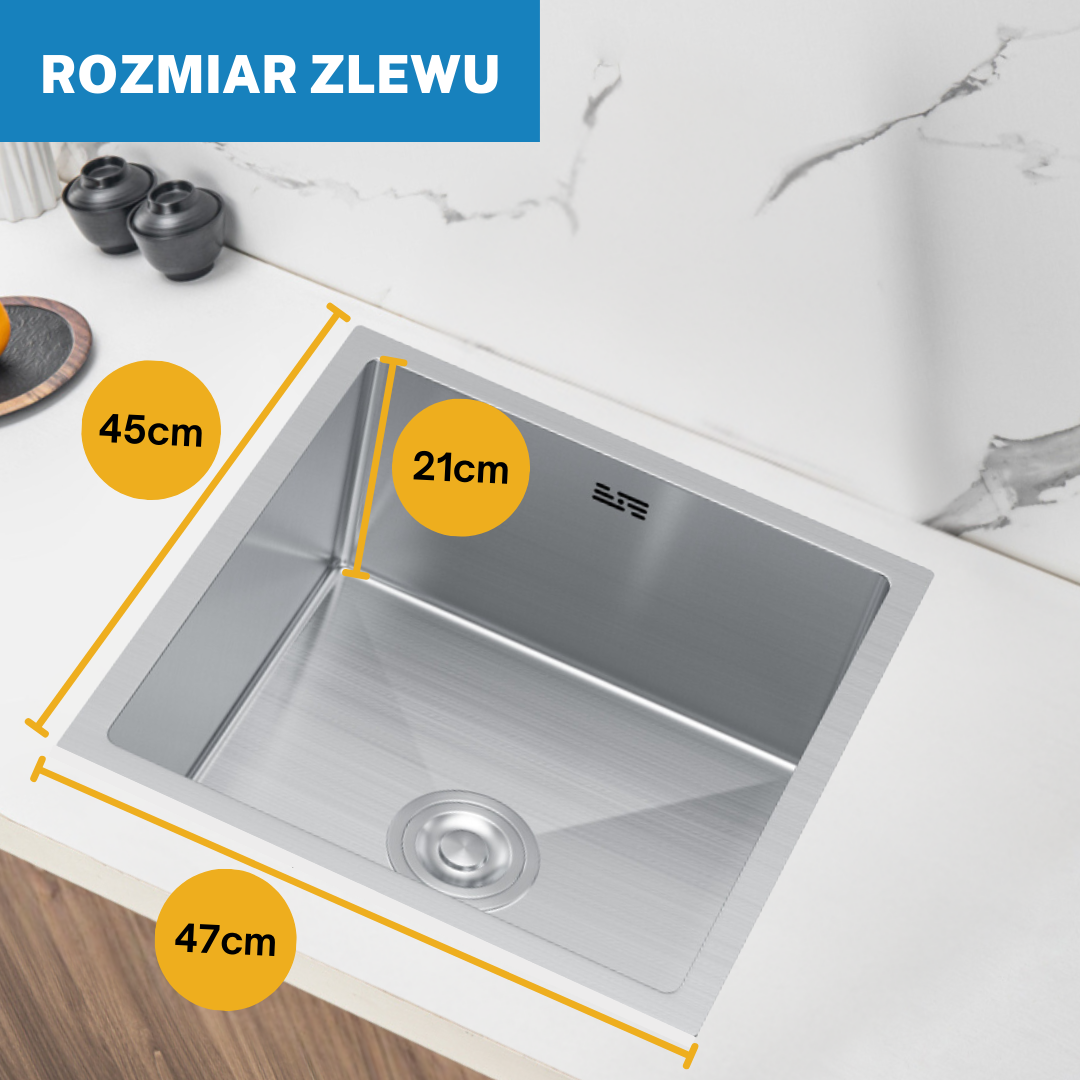 Zlewozmywak Jednokomorowy Ze Stali - 47x45cm od VELAZO.