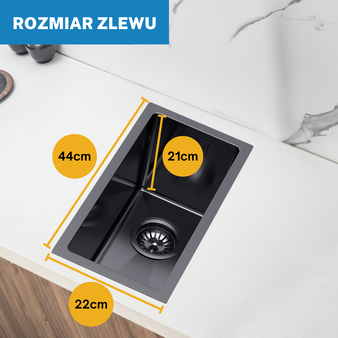 Small Kitchen Sink PVD Black - 22x44cm from Velazo.