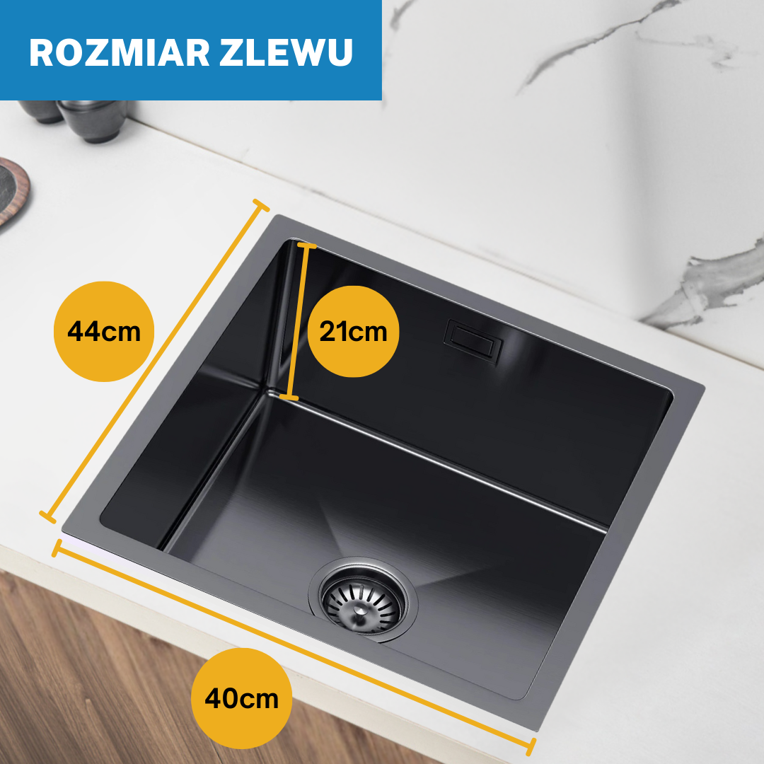 Zlewozmywak Stalowy Jednokomorowy 40x44cm w kolorze PVD Grafitowy od VELAZO..