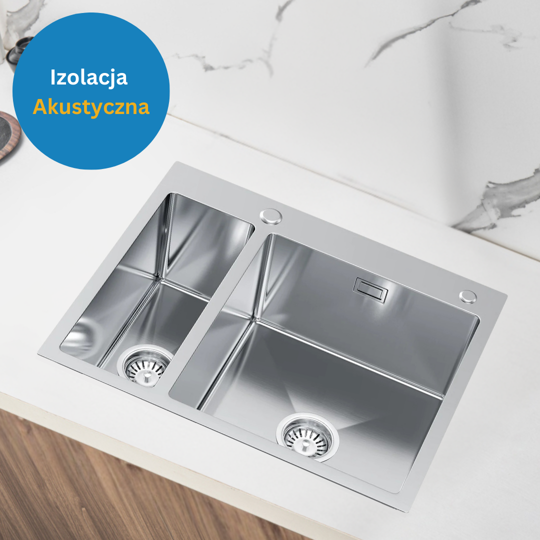 Stalowy Zlewozmywak Półtorakomorowy 61x51cm z Syfonem, Łatwy w Utrzymaniu Czystości oraz z Glęboką Komorą w kolorze INOX od VELAZO.