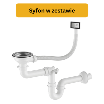 Zlewozmywak Jednokomorowy Stalowy 54x44cm w kolorze PVD Grafitowy + Syfon - od VELAZO.