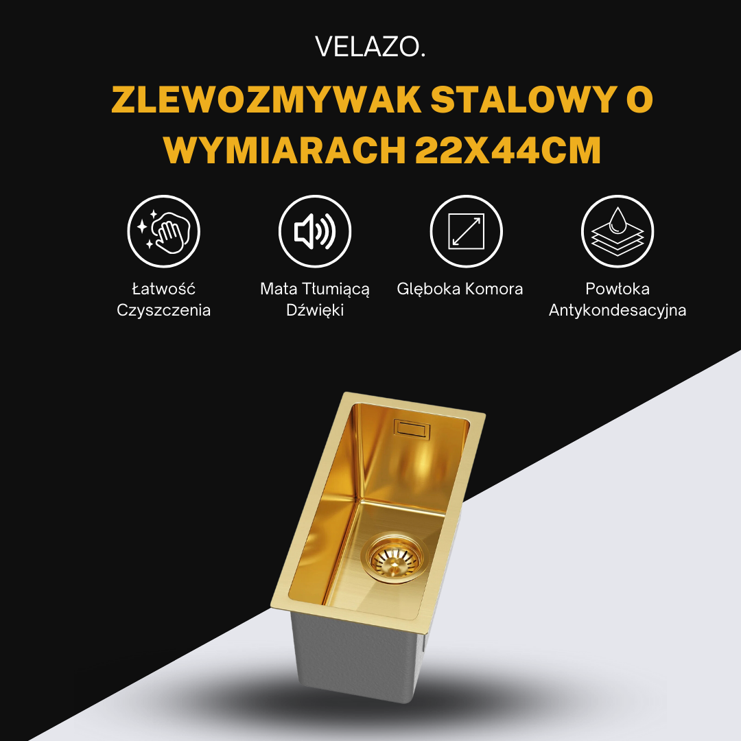 Small Kitchen Sink PVD Black - 22x44cm from Velazo.