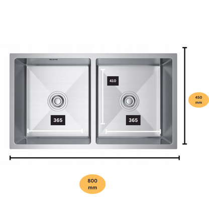 Large two-bowl sink - 80x45 cm from Velazo.