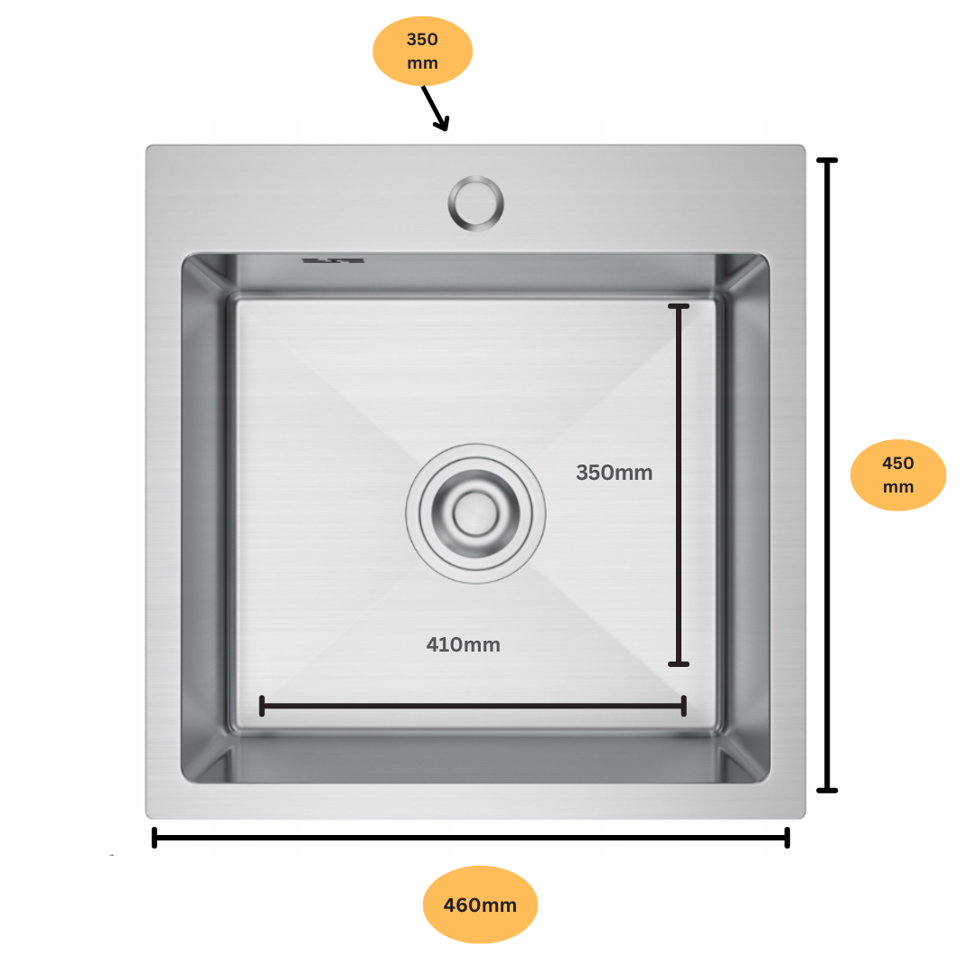 Inox steel sink 46x45 from Velazo.