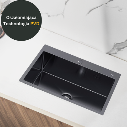 Steel sink measuring 68x45cm - from Velazo.