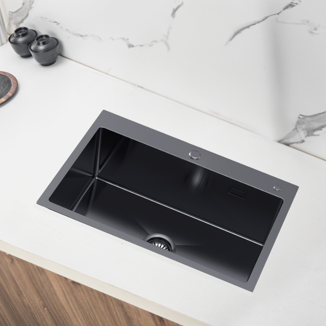Steel sink measuring 68x45cm - from Velazo.