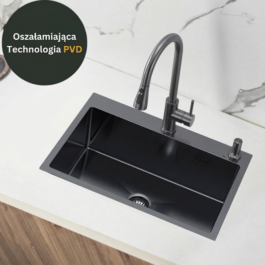 Steel sink, dimensions 68x45cm + siphon - from VELAZO.