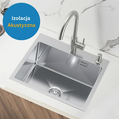 Zlewozmywak Ze Stali Nierdzewnej 48x45cm z otworem na baterię + Syfon - od VELAZO.