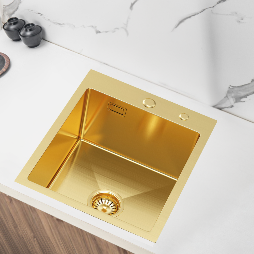 Gold steel single-bowl sink 40X50 cm