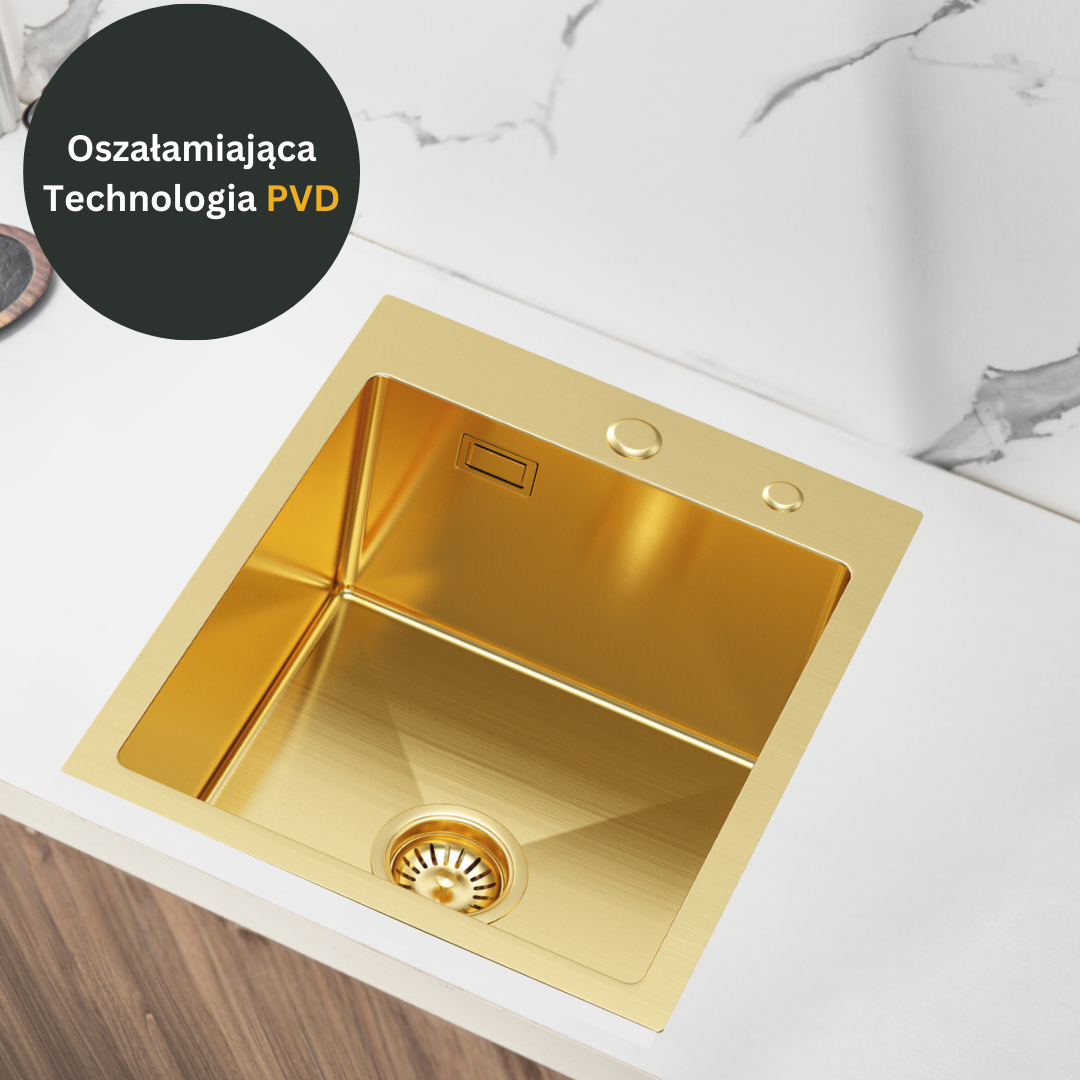 Gold steel single-bowl sink 40X50 cm