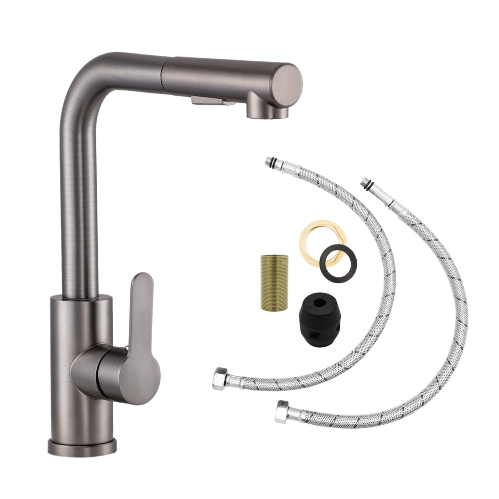 Gun Gray Kitchen Faucet with Pull-Out Spout