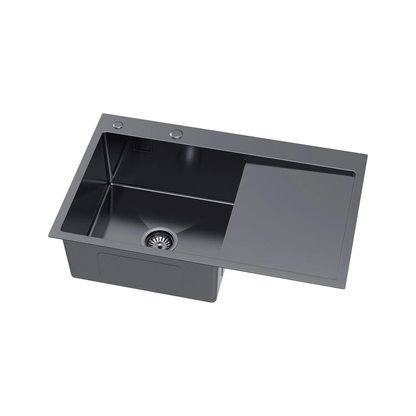 Single-bowl steel sink with drainer - 78x49cm from Velazo.