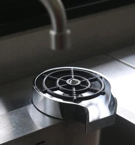 Automatic sink washer for glasses, cups, bottles
