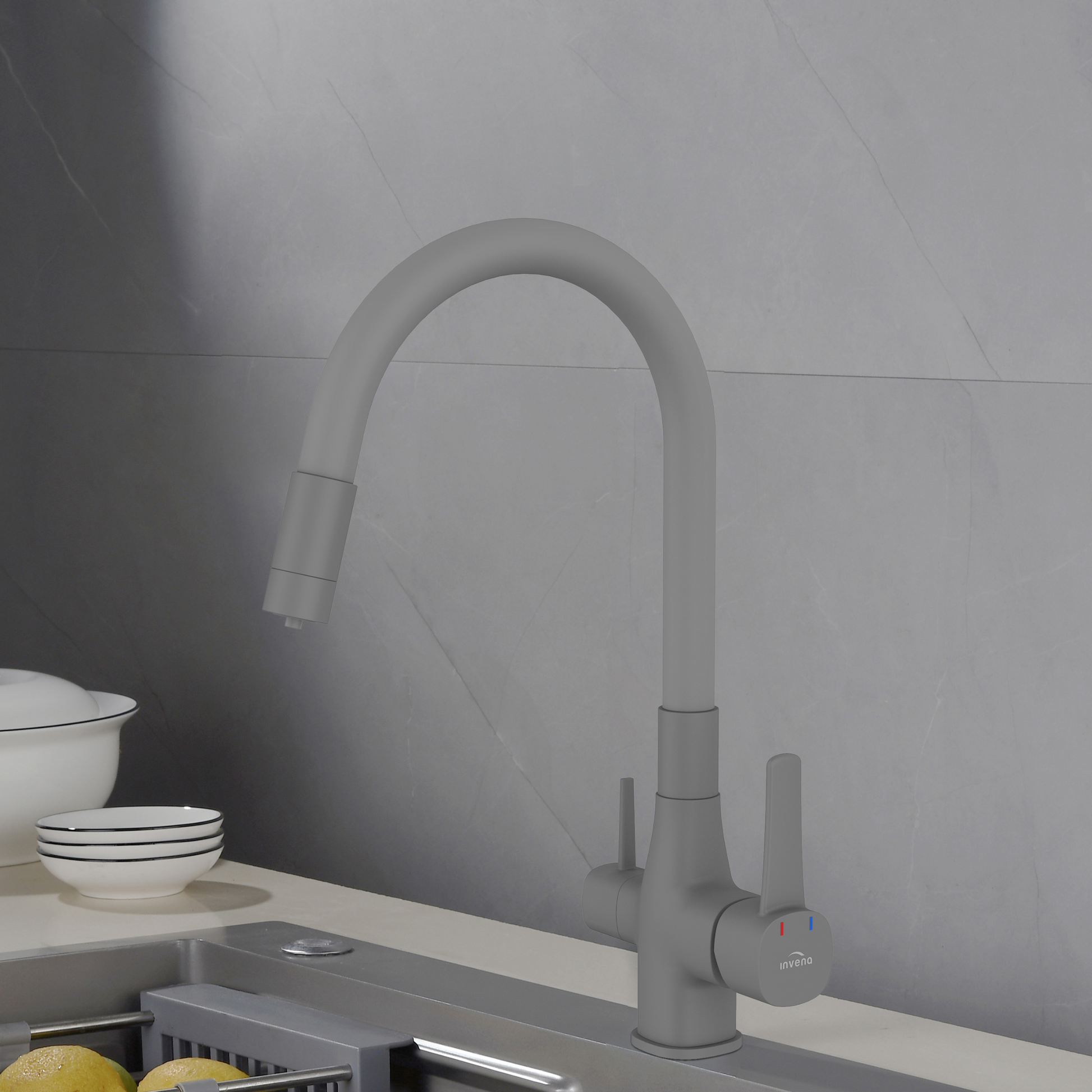 BATERIA ZLEWOZMYWAKOWA Z FILTREM GLAMOUR INVENA TREND, SZARA